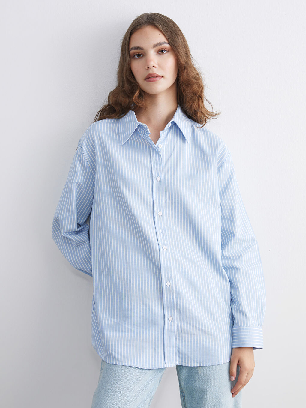 تونيك قميص نسائي مخطط واسع