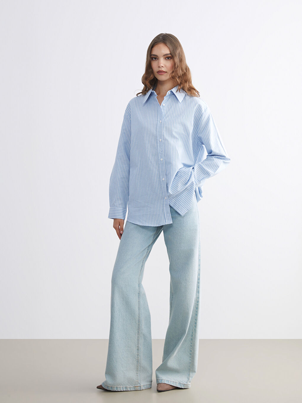 تونيك قميص نسائي مخطط واسع-1