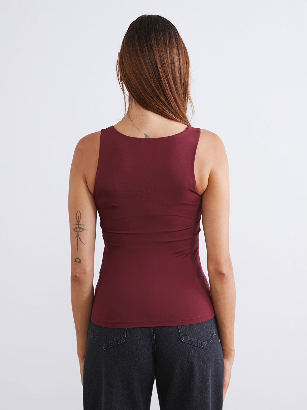 Gri Kare Yaka Kadın Atlet 2'li-6