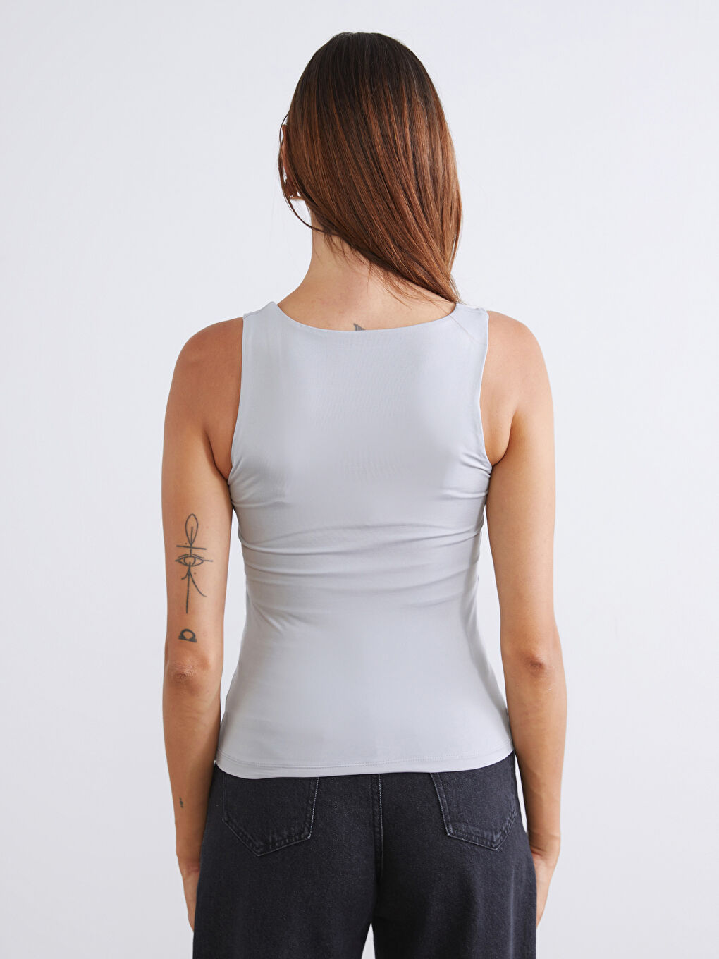 Gri Kare Yaka Kadın Atlet 2'li-7