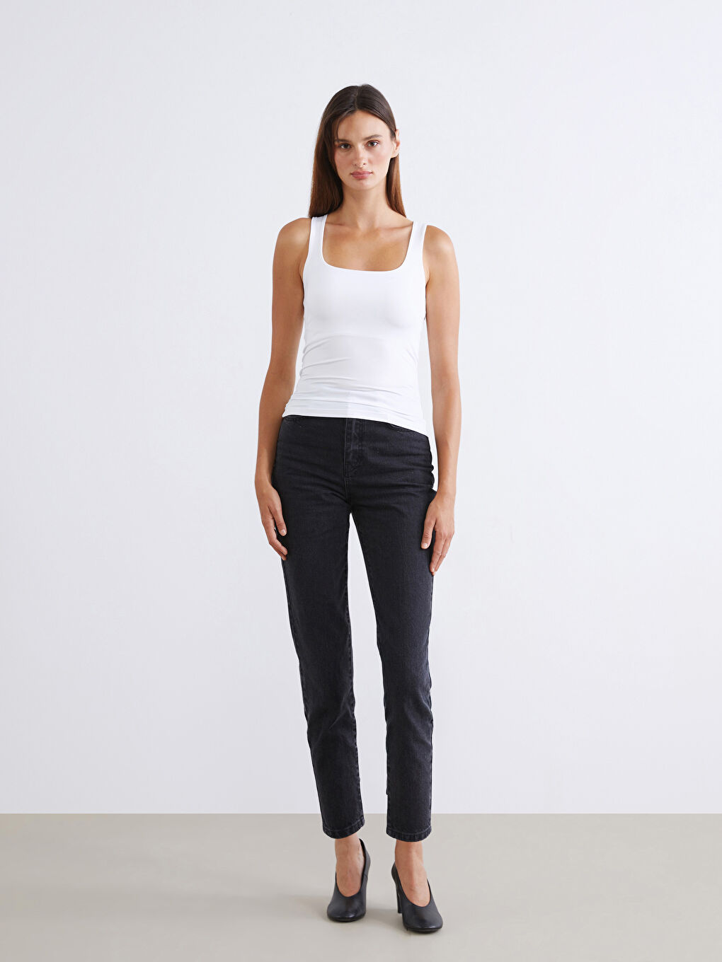 Siyah Kare Yaka Kadın Atlet 2'li-3