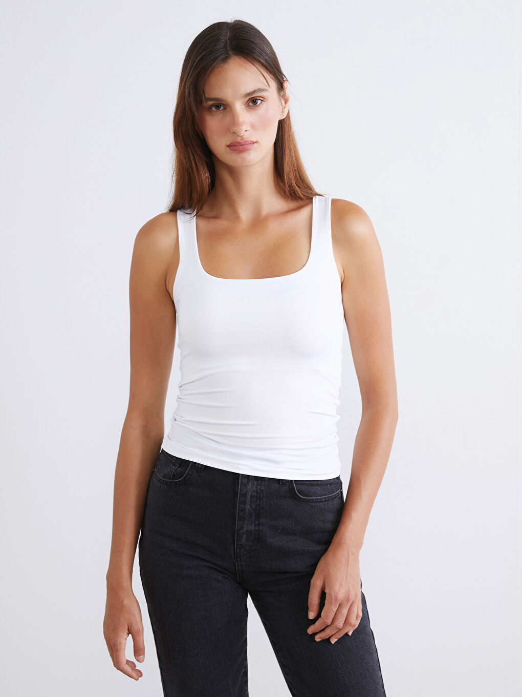 Sarı Kare Yaka Kadın Atlet 2'li-2