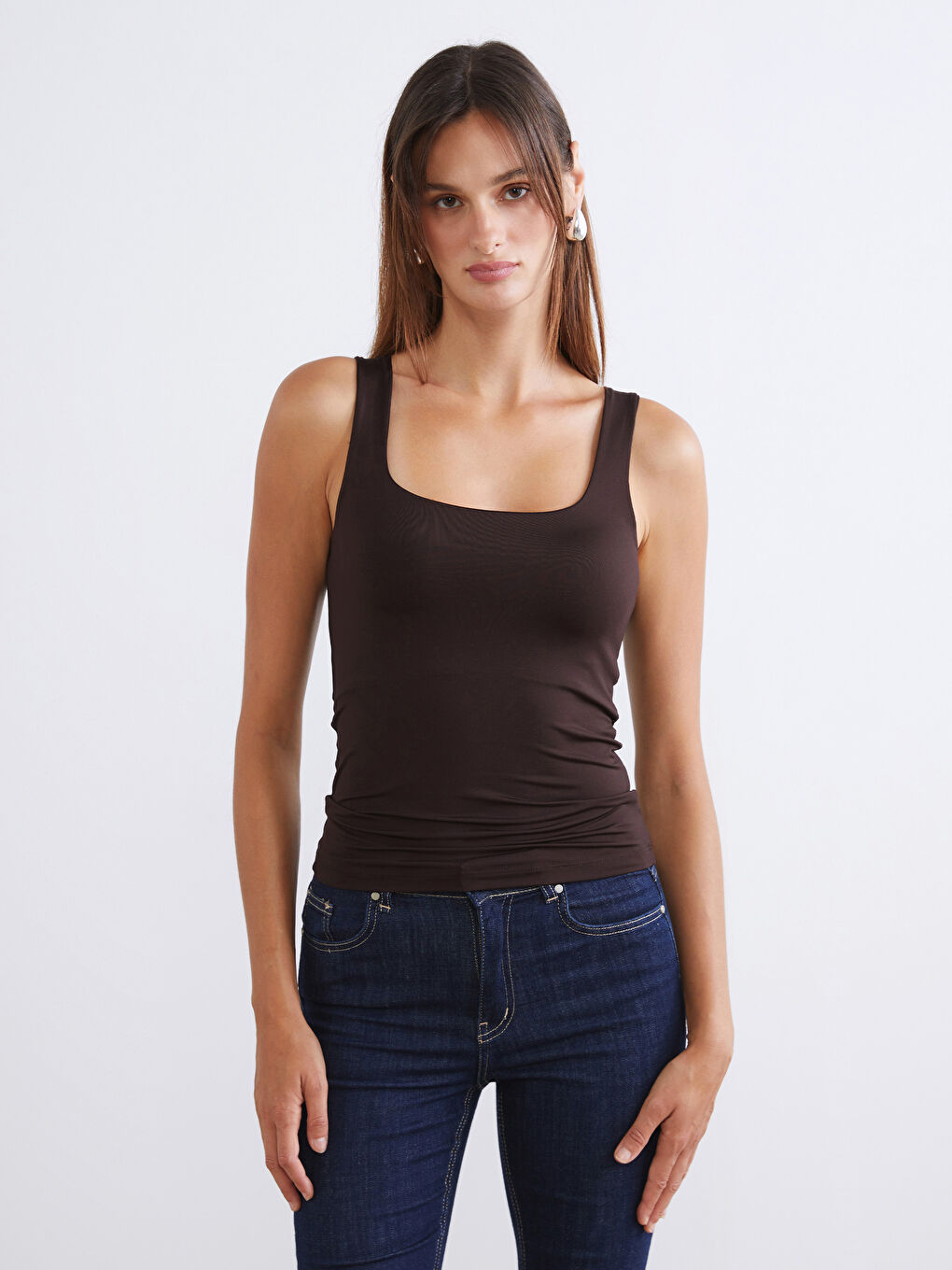 Bej Kare Yaka Kadın Atlet 2'li-1