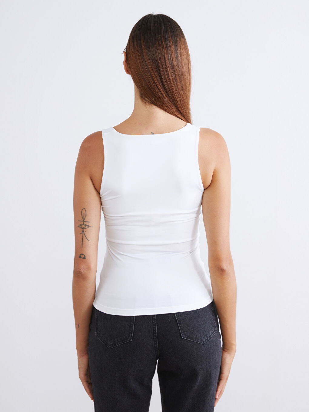 Beyaz Kare Yaka Kadın Atlet 2'li-5