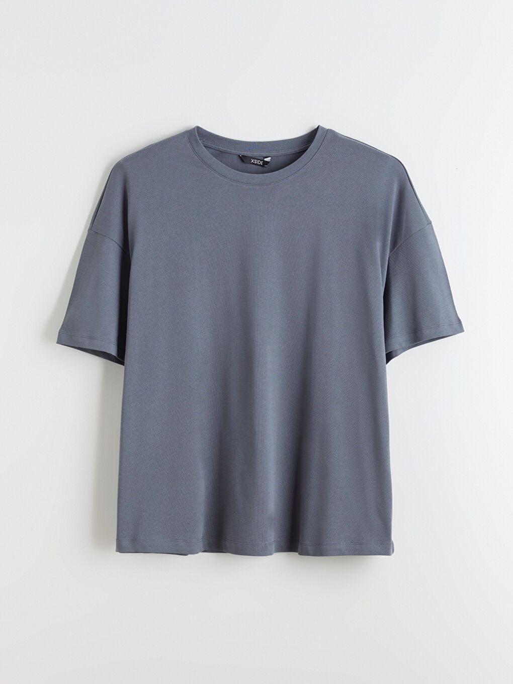 Gri Büyük Beden Basic Penye Erkek Tişört-8