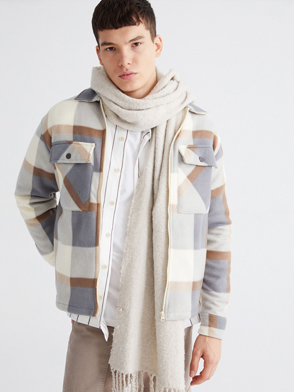 Мужская верхняя рубашка с длинным рукавом свободного кроя