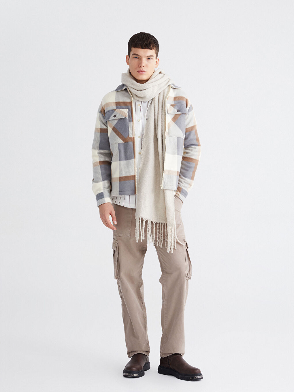 Мужская верхняя рубашка с длинным рукавом свободного кроя-1