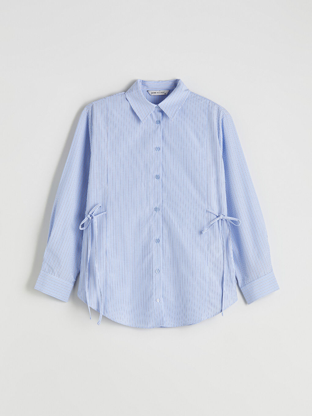 Lacivert Çizgili Poplin Kadın Gömlek Tunik-4