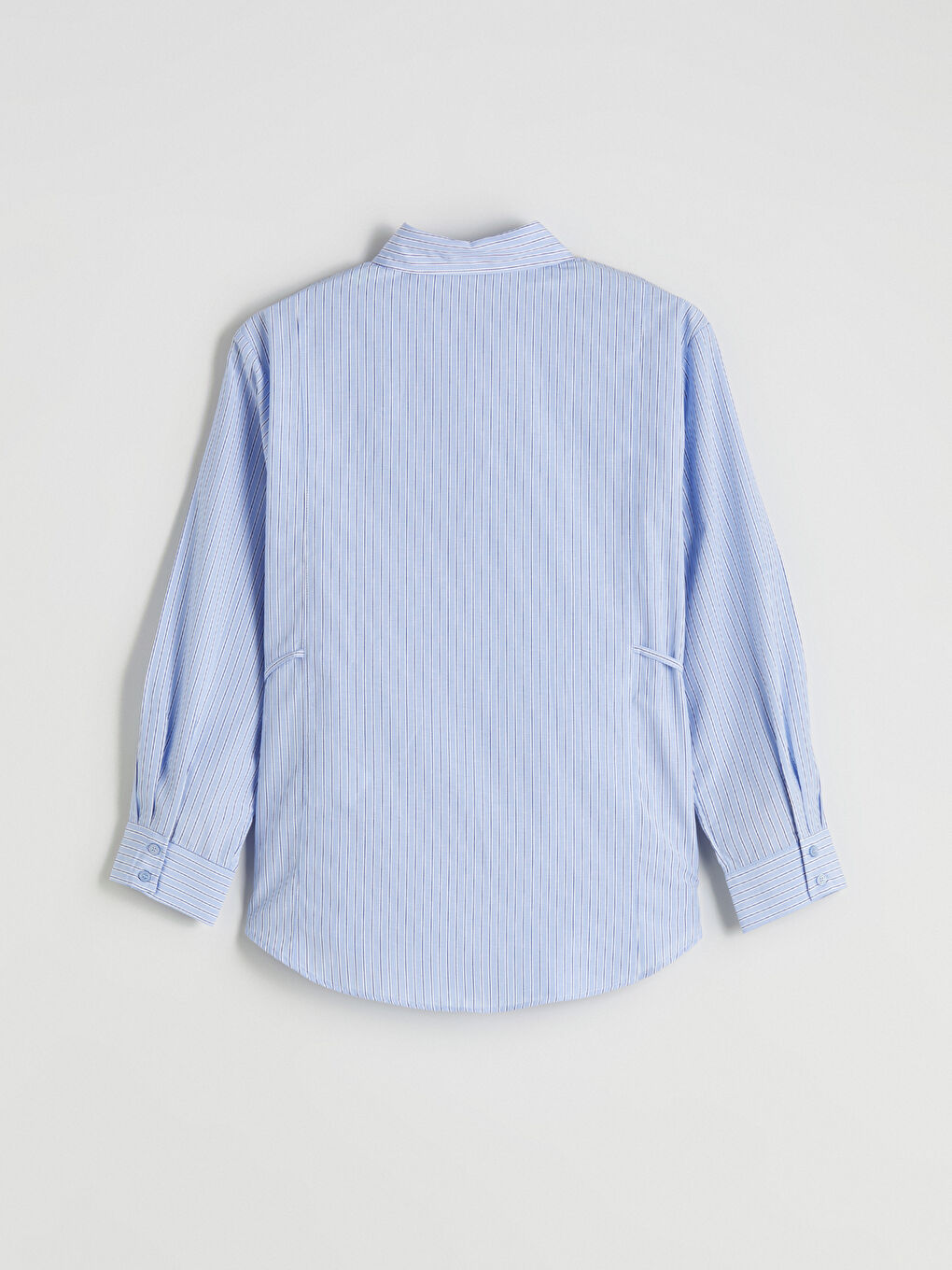 Lacivert Çizgili Poplin Kadın Gömlek Tunik-5