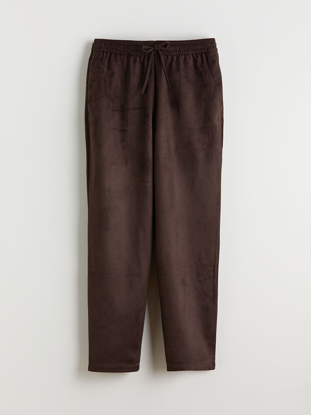 Elastic Waist Suede Look Women's Trousers-4