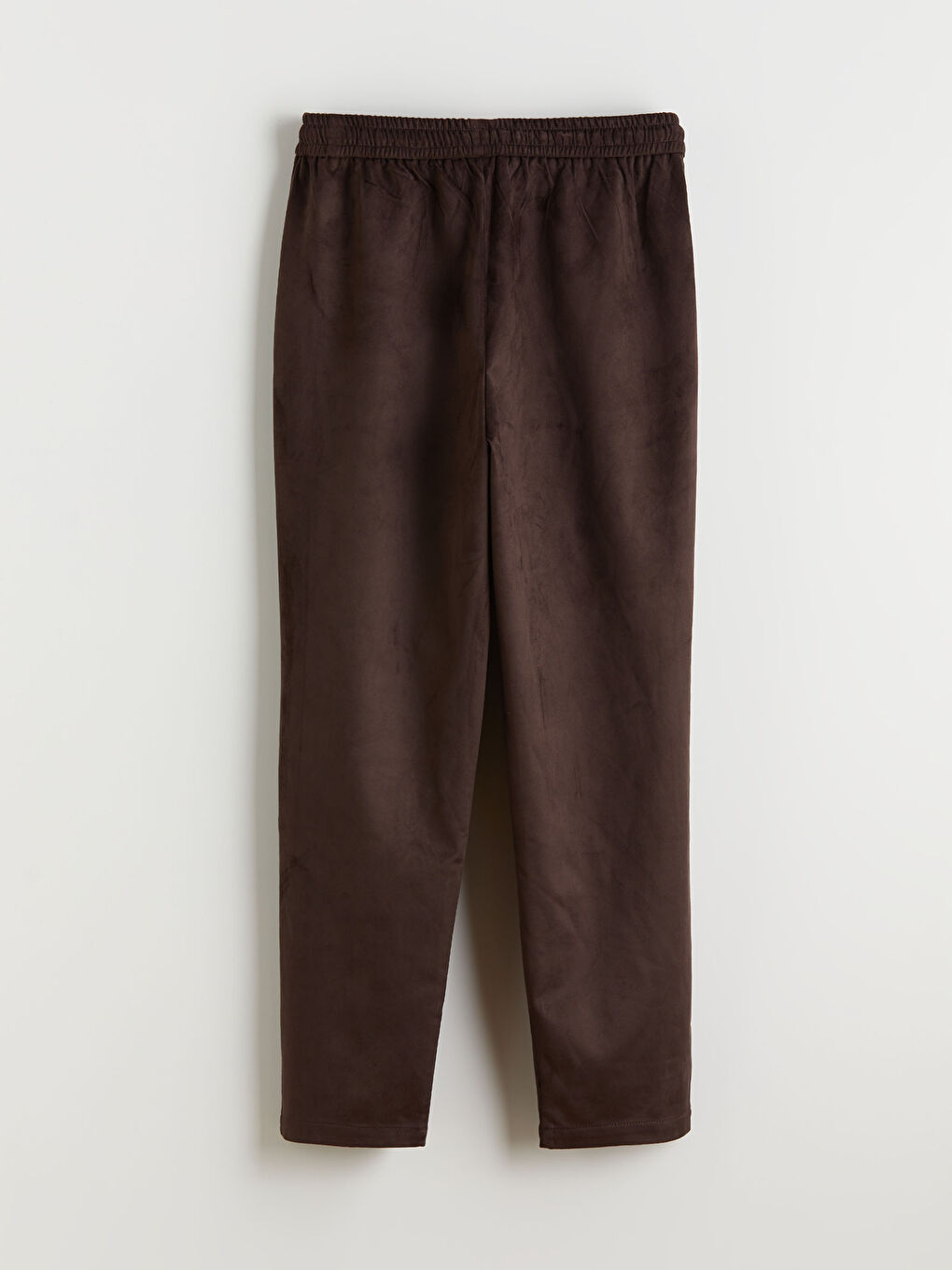 Elastic Waist Suede Look Women's Trousers-5