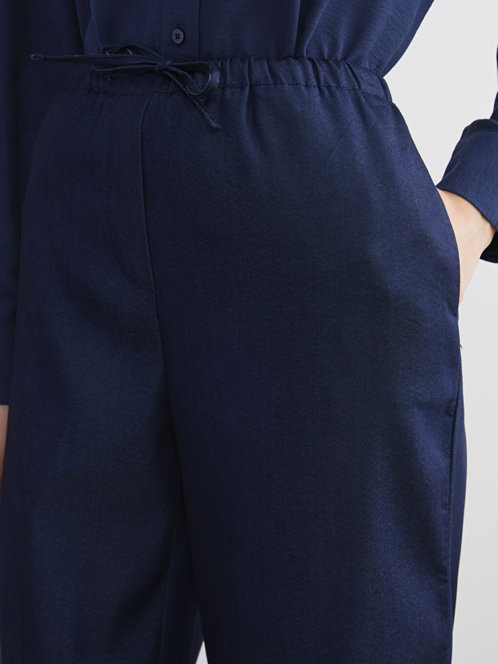 جينز نساء بسروال واسع وخصر مطاطي-2