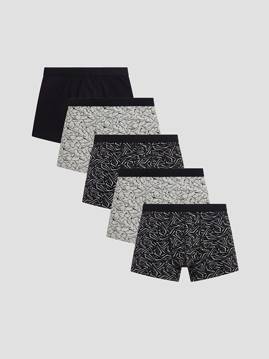 Gri Standart Kalıp Pamuklu Esnek Erkek Boxer 5'li