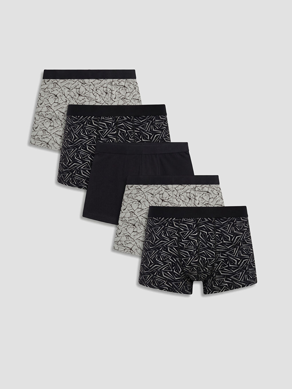 Gri Standart Kalıp Pamuklu Esnek Erkek Boxer 5'li