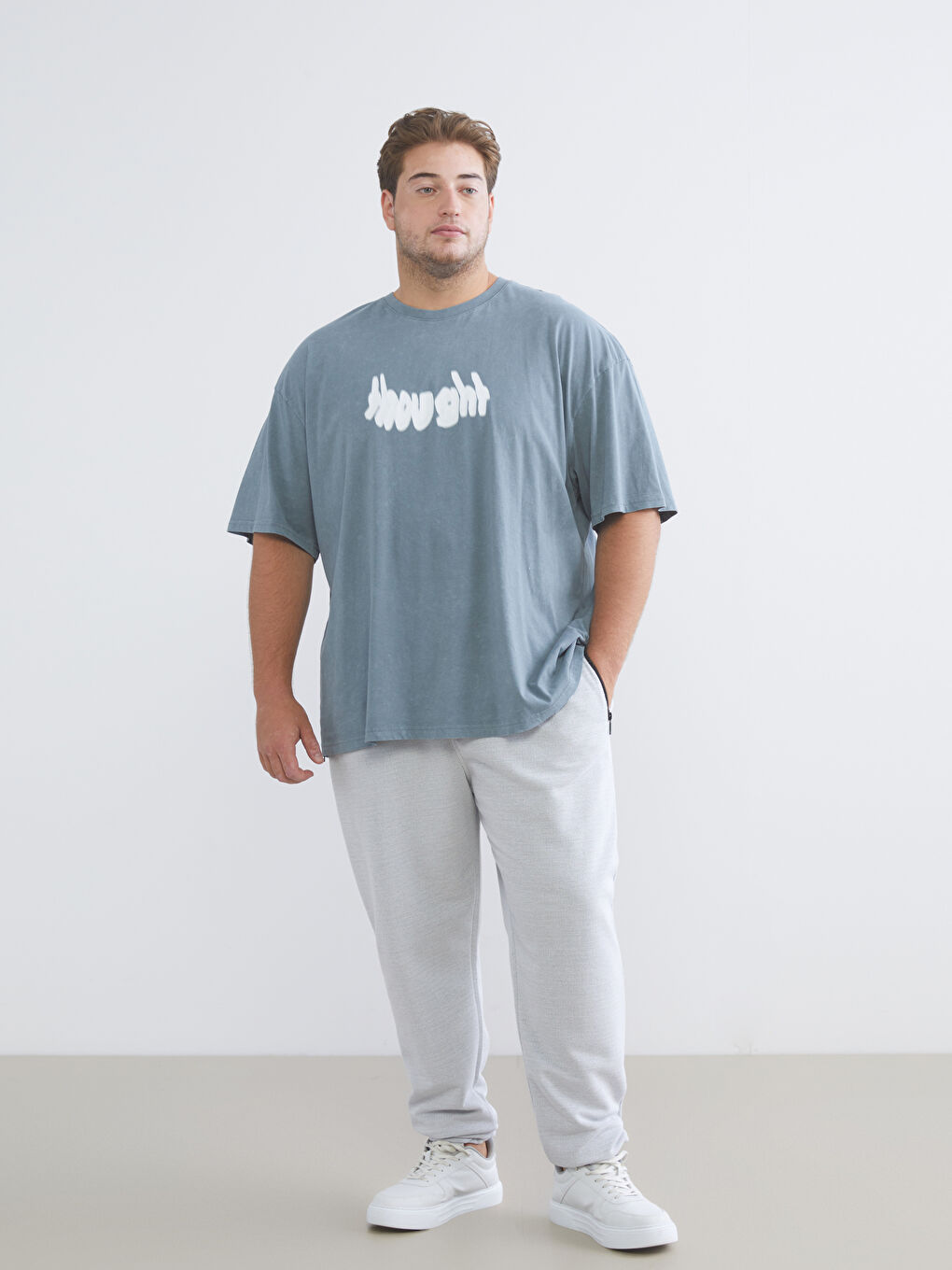 Plus Size Crew Neck Printed Cotton Men's T-Shirt-1