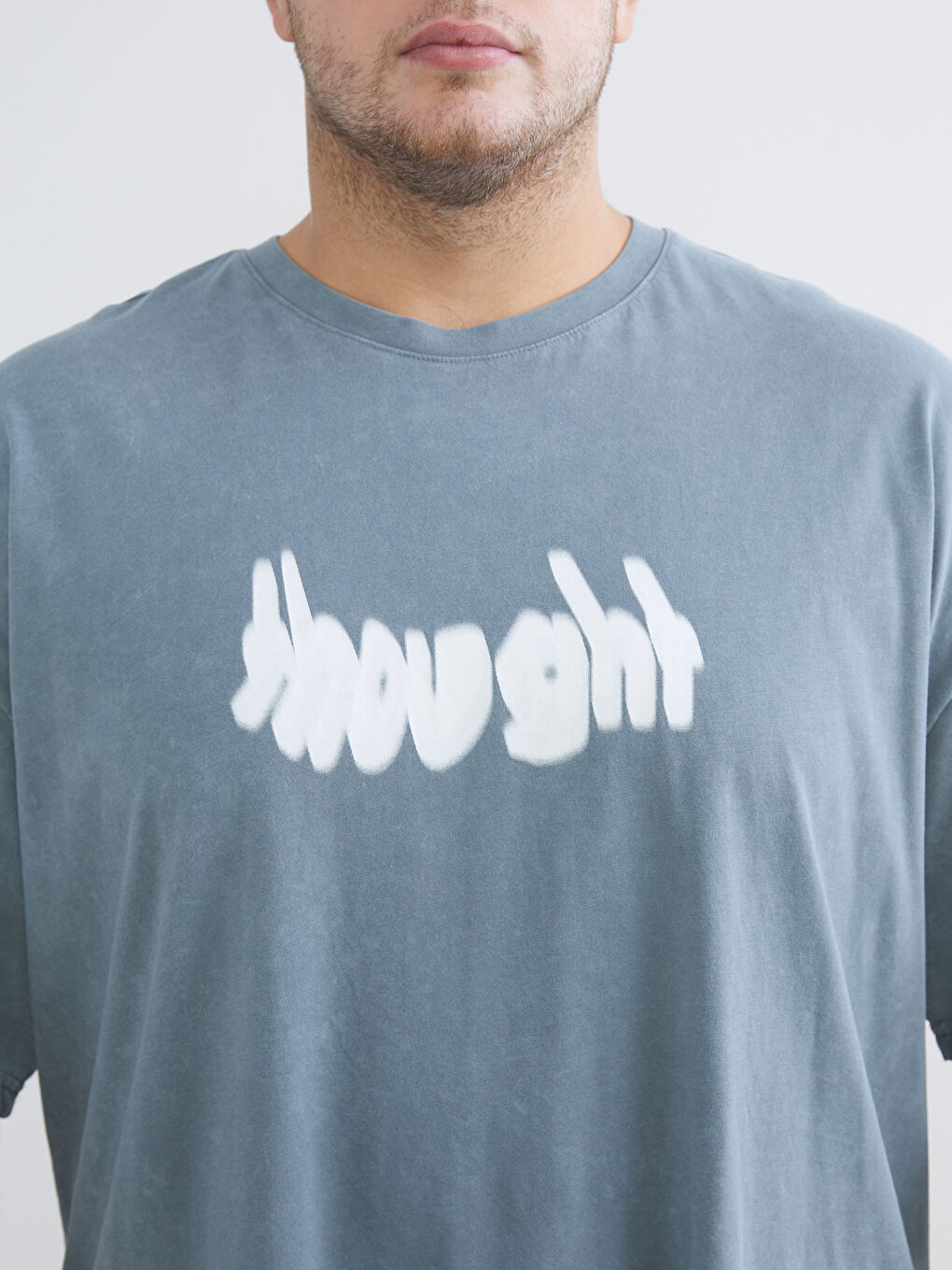 Plus Size Crew Neck Printed Cotton Men's T-Shirt-2