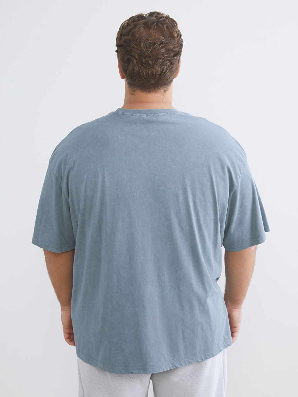 Plus Size Crew Neck Printed Cotton Men's T-Shirt-3