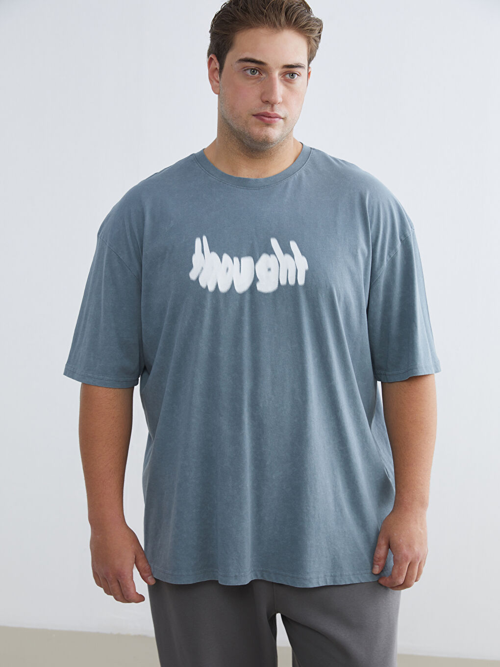 Plus Size Crew Neck Printed Cotton Men's T-Shirt-1