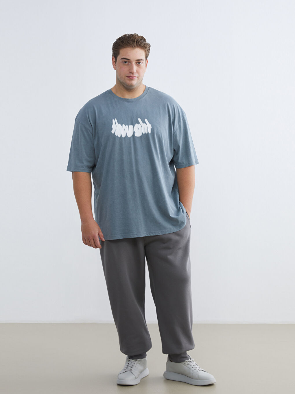 Plus Size Crew Neck Printed Cotton Men's T-Shirt-2