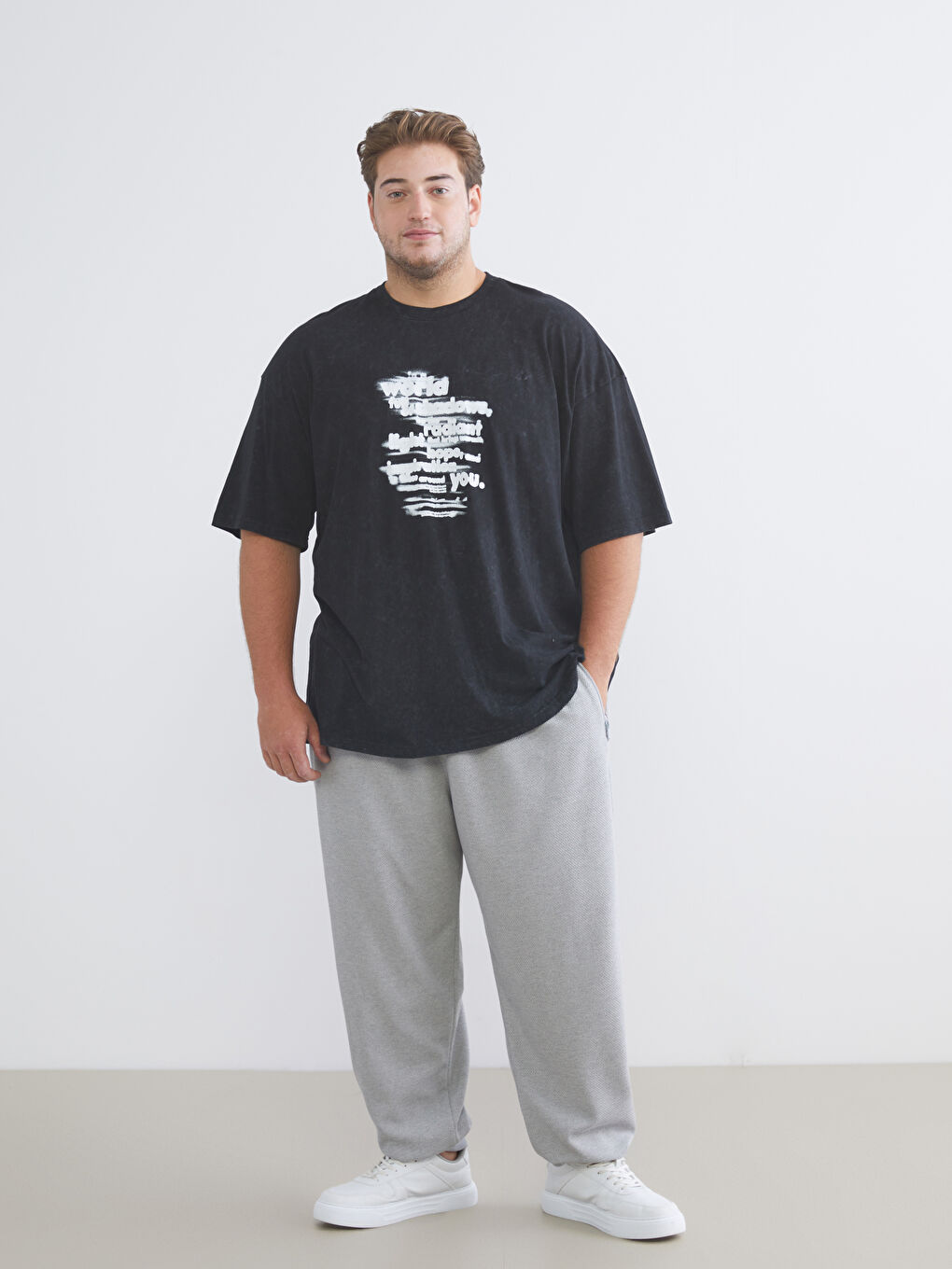 Plus Size Crew Neck Printed Cotton Men's T-Shirt-1