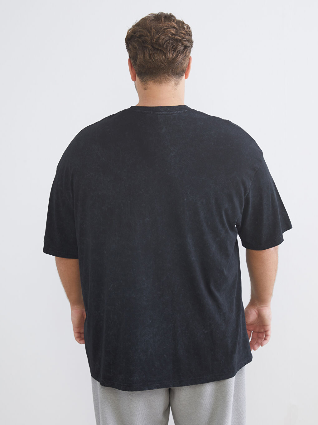 Plus Size Crew Neck Printed Cotton Men's T-Shirt-3