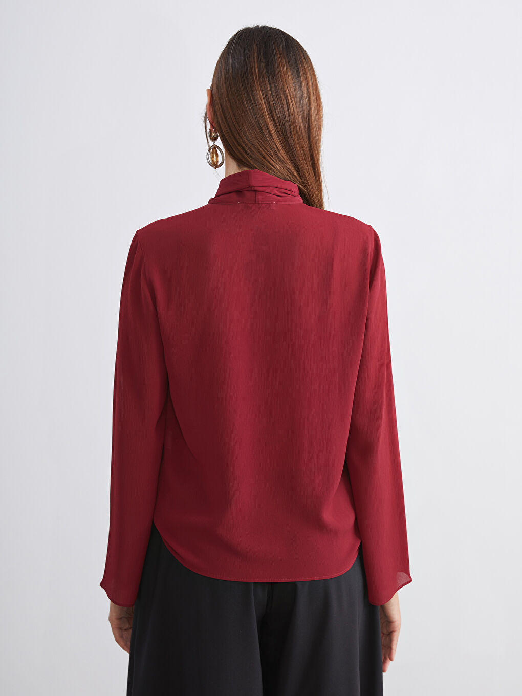 Bordo Şal Yaka Bluz ve Atlet-3