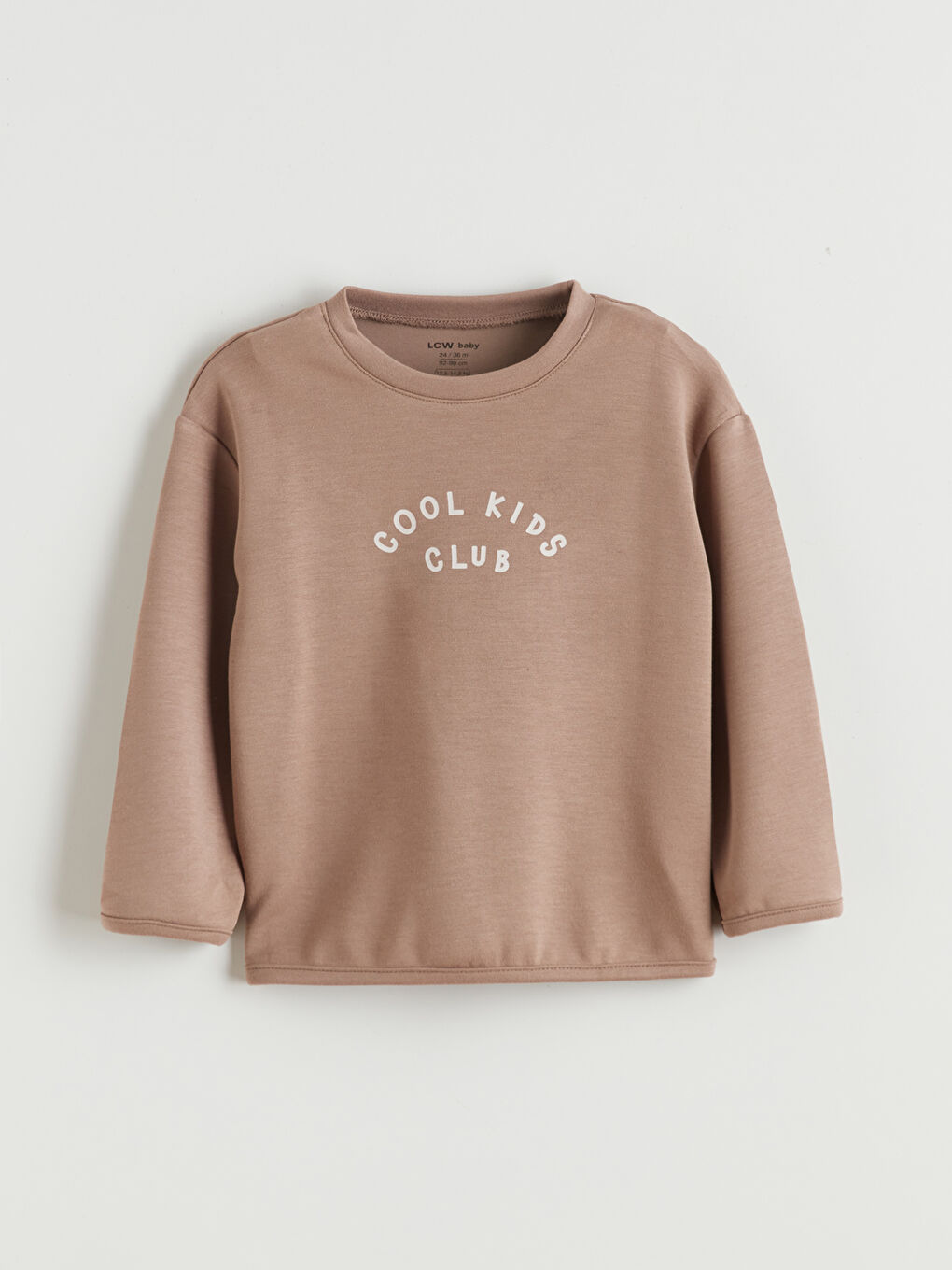 Kahverengi Bisiklet Yaka Erkek Bebek Sweatshirt ve Eşofman Alt 2'li-1