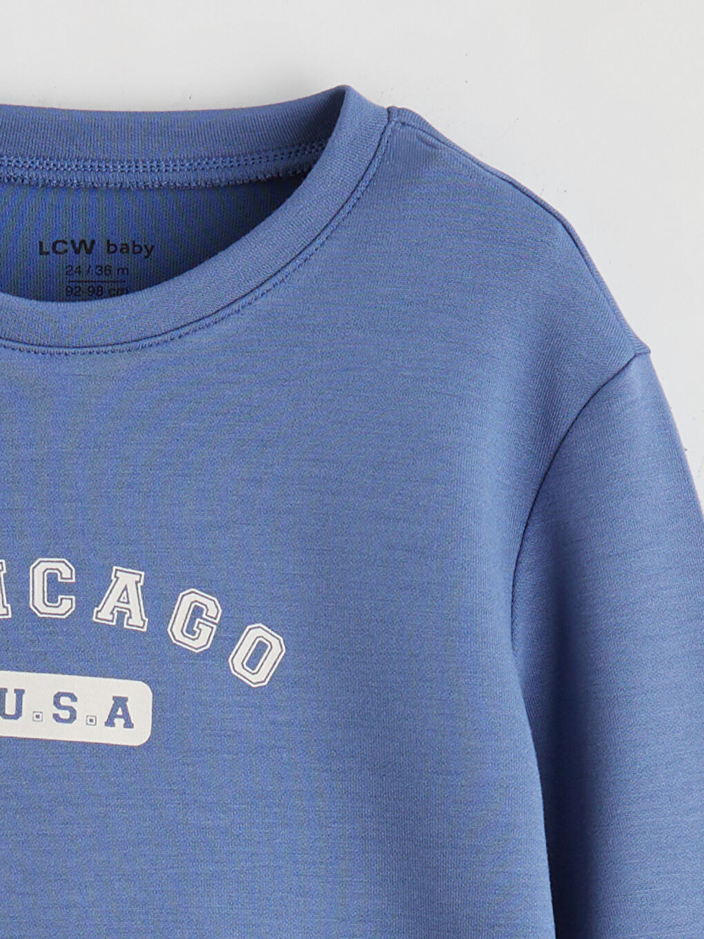 Mavi Bisiklet Yaka Erkek Bebek Sweatshirt ve Eşofman Alt 2'li-2