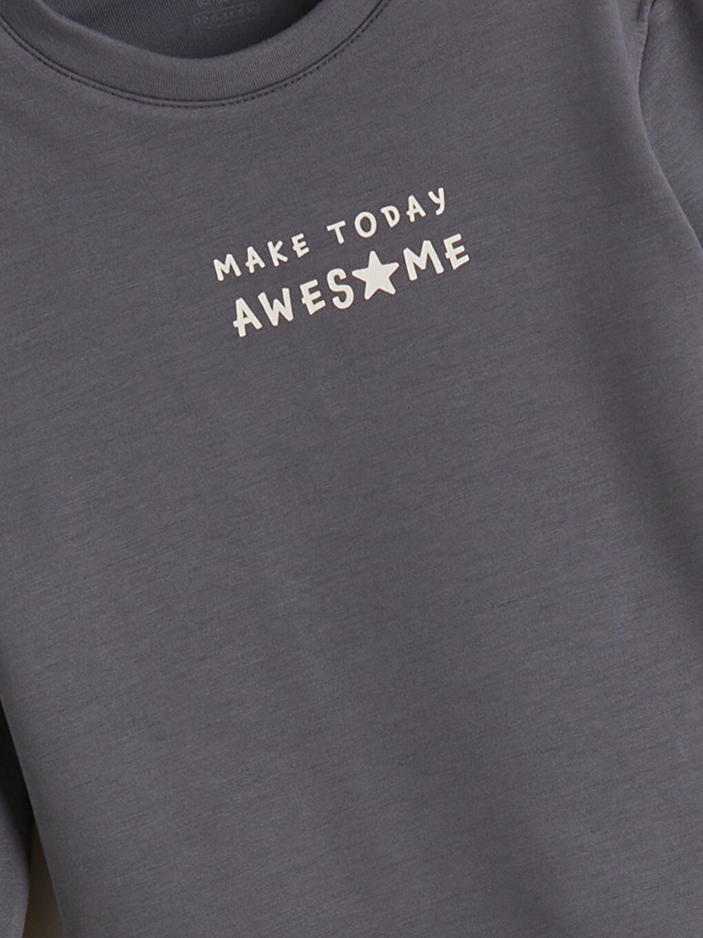 Gri Bisiklet Yaka Baskılı Erkek Bebek Tişört-2