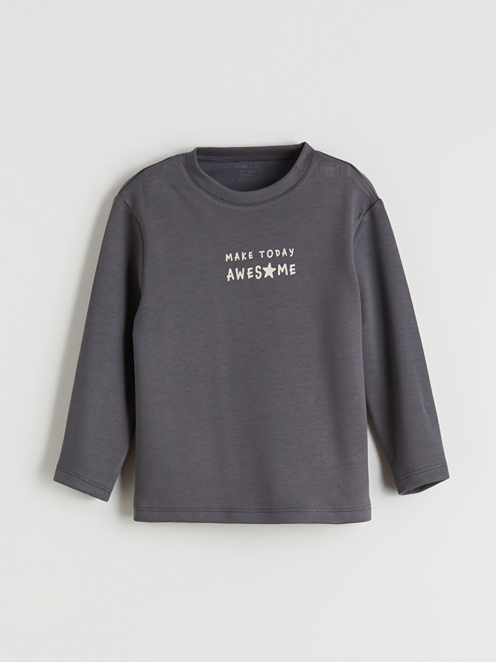 Gri Bisiklet Yaka Erkek Bebek Sweatshirt ve Eşofman Alt 2'li-1