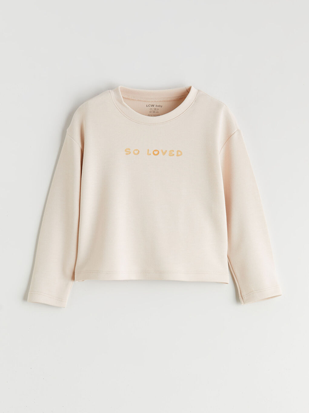 Bej Baskılı Kız Bebek Sweatshirt ve Eşofman Altı-1