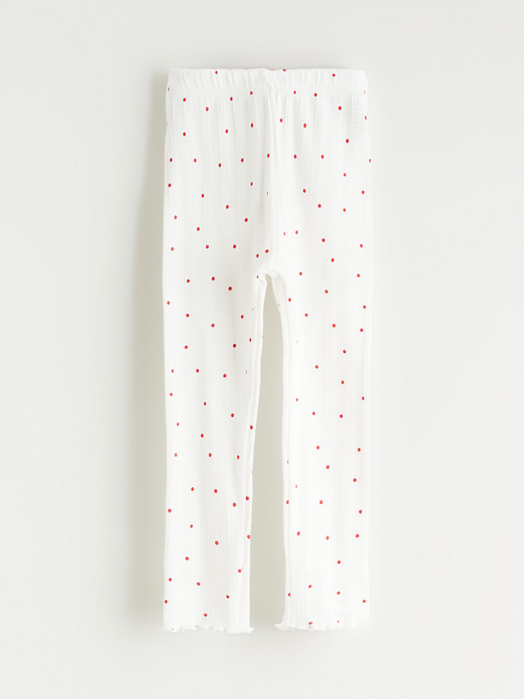 Ekru Beli Lastikli Puantiyeli Kız Bebek Tayt-1