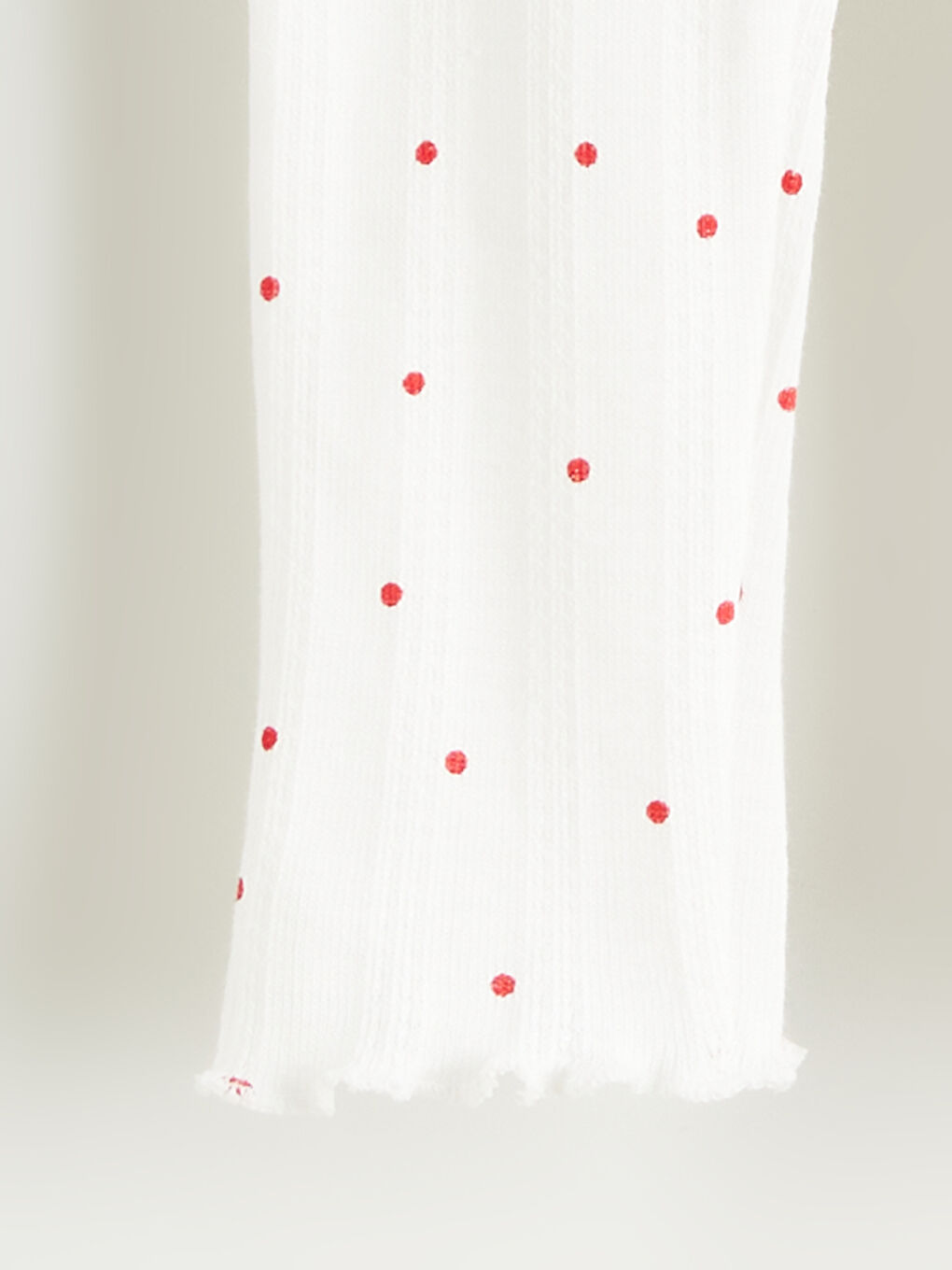 Ekru Beli Lastikli Puantiyeli Kız Bebek Tayt-2