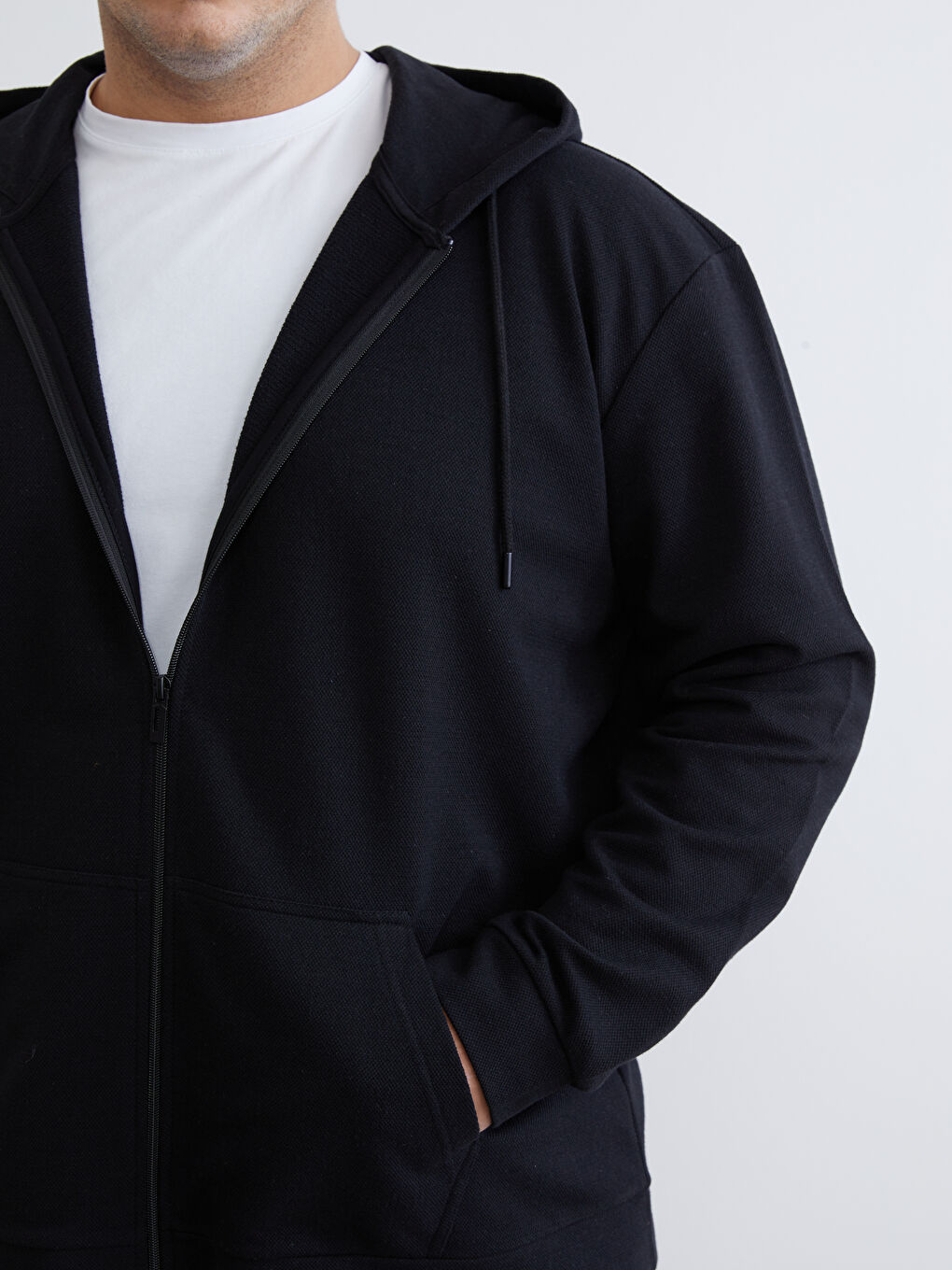 Men's Plus Size Basic Hooded Zip-Up Sweatshirt-6