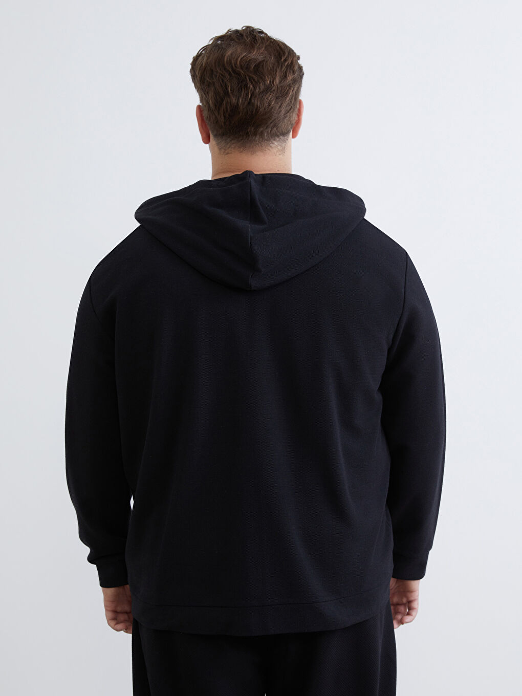 Men's Plus Size Basic Hooded Zip-Up Sweatshirt-7