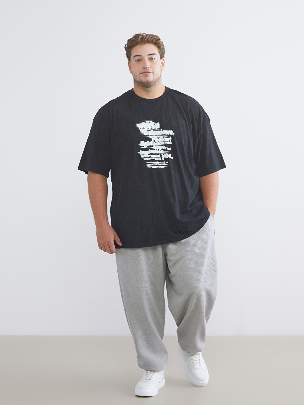 Gri Büyük Beden Standart Kalıp Erkek Jogger Eşofman Altı