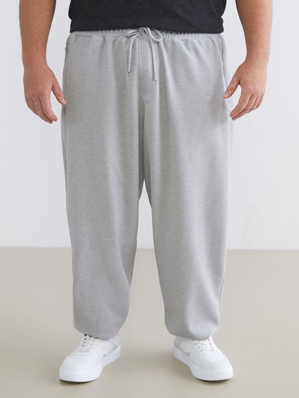 Gri Büyük Beden Standart Kalıp Erkek Jogger Eşofman Altı-1