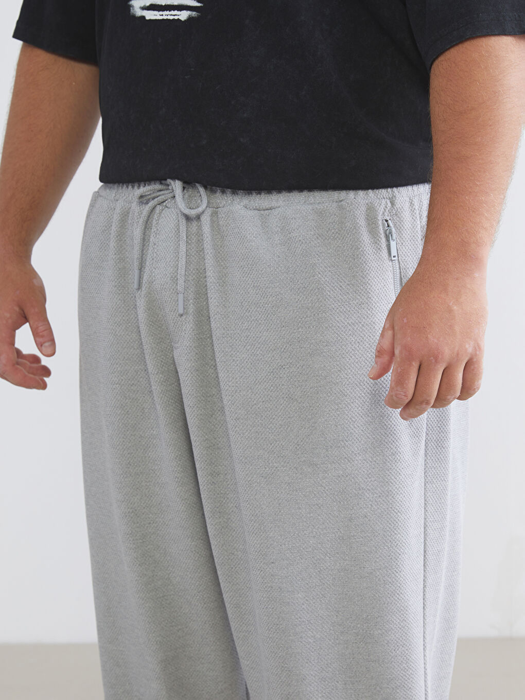 Gri Büyük Beden Standart Kalıp Erkek Jogger Eşofman Altı-2