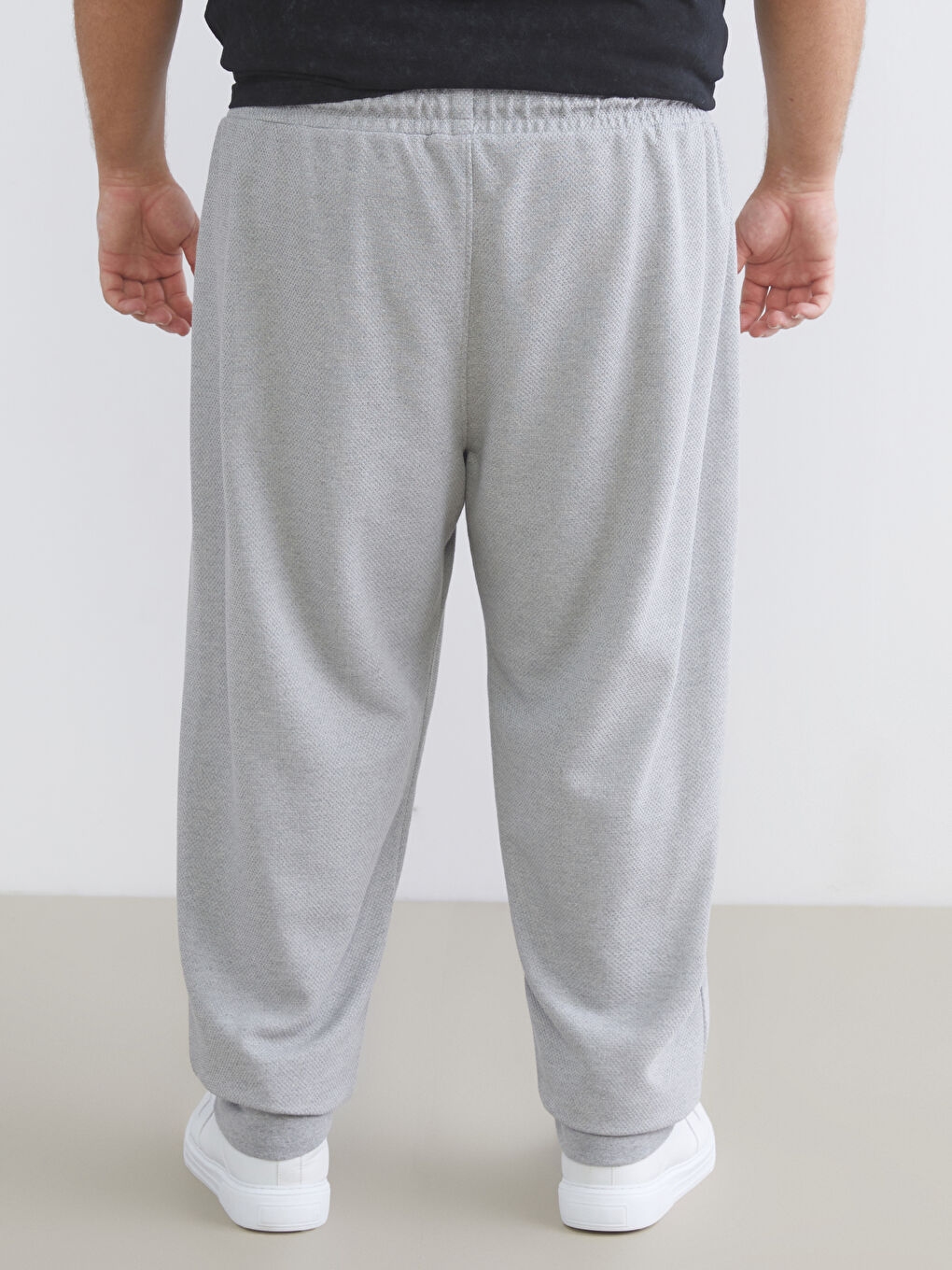 Gri Büyük Beden Standart Kalıp Erkek Jogger Eşofman Altı-3