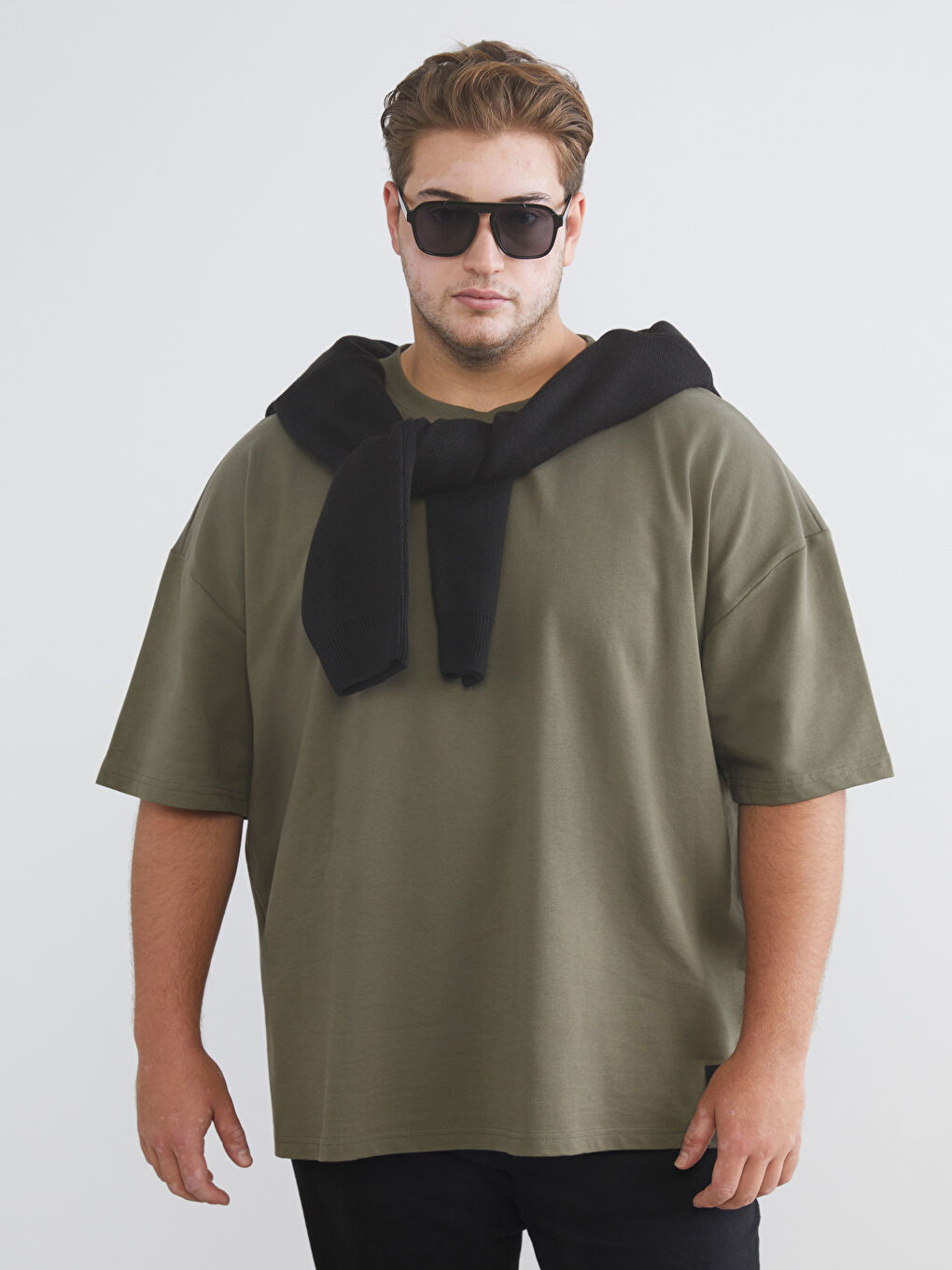 Plus Size Crew Neck Short Sleeve Men’s Sweatshirt-1