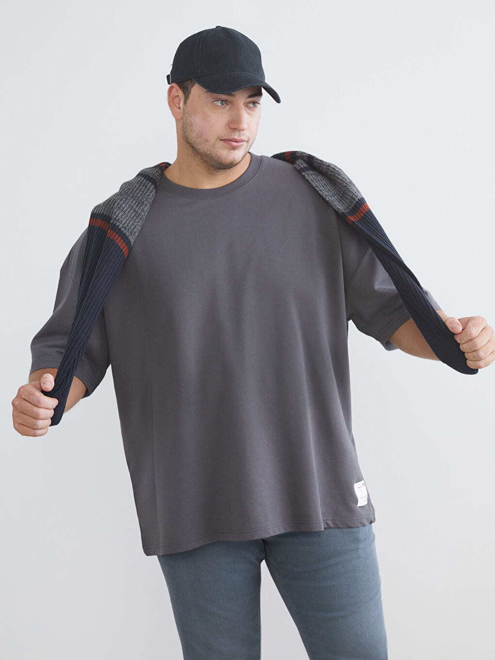 Plus Size Crew Neck Short Sleeve Men’s Sweatshirt