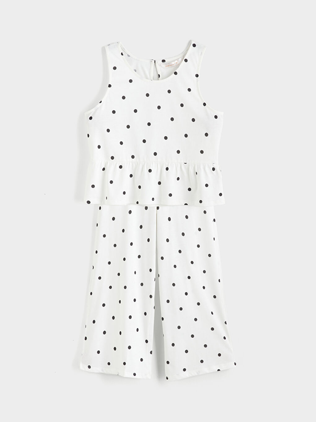 Ekru U Yaka Puantiyeli Kadın Kaprili Pijama Takımı-4