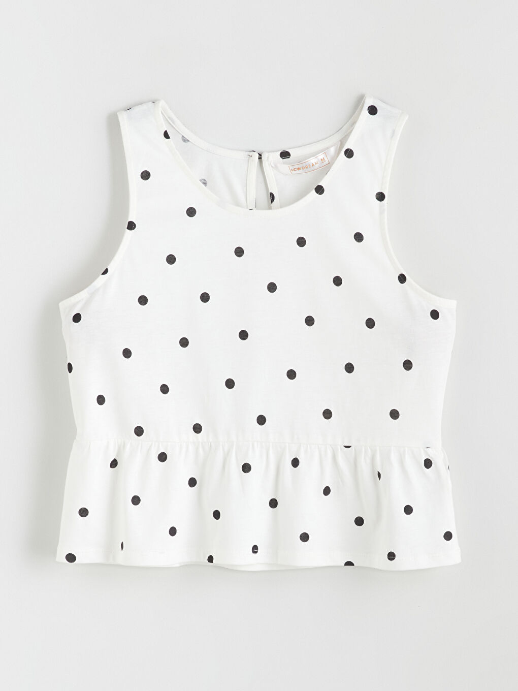 Ekru U Yaka Puantiyeli Kadın Kaprili Pijama Takımı-5