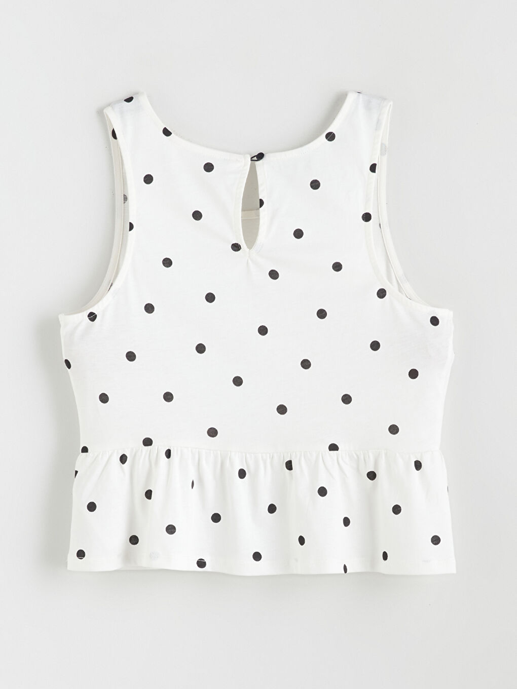 Ekru U Yaka Puantiyeli Kadın Kaprili Pijama Takımı-6