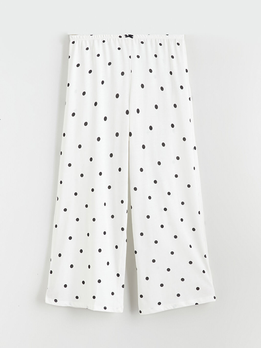 Ekru U Yaka Puantiyeli Kadın Kaprili Pijama Takımı-7