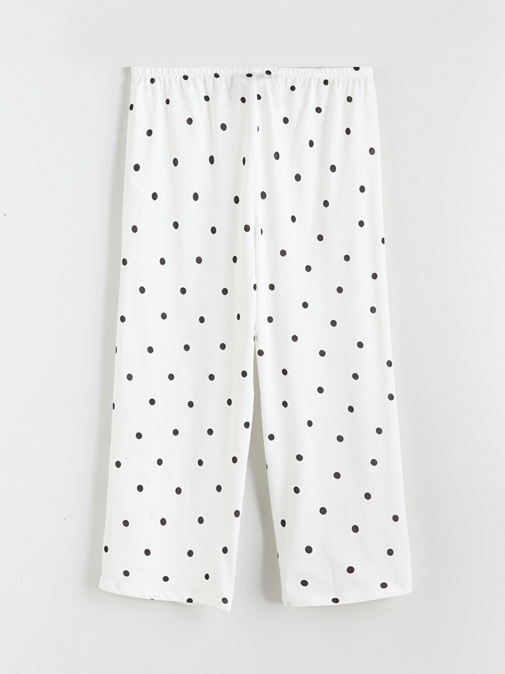 Ekru U Yaka Puantiyeli Kadın Kaprili Pijama Takımı-8