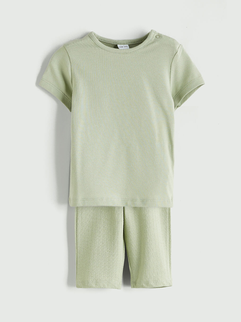 Yeşil Bisiklet Yaka Basic Kız Bebek Tişört ve Şort 2'li Takım