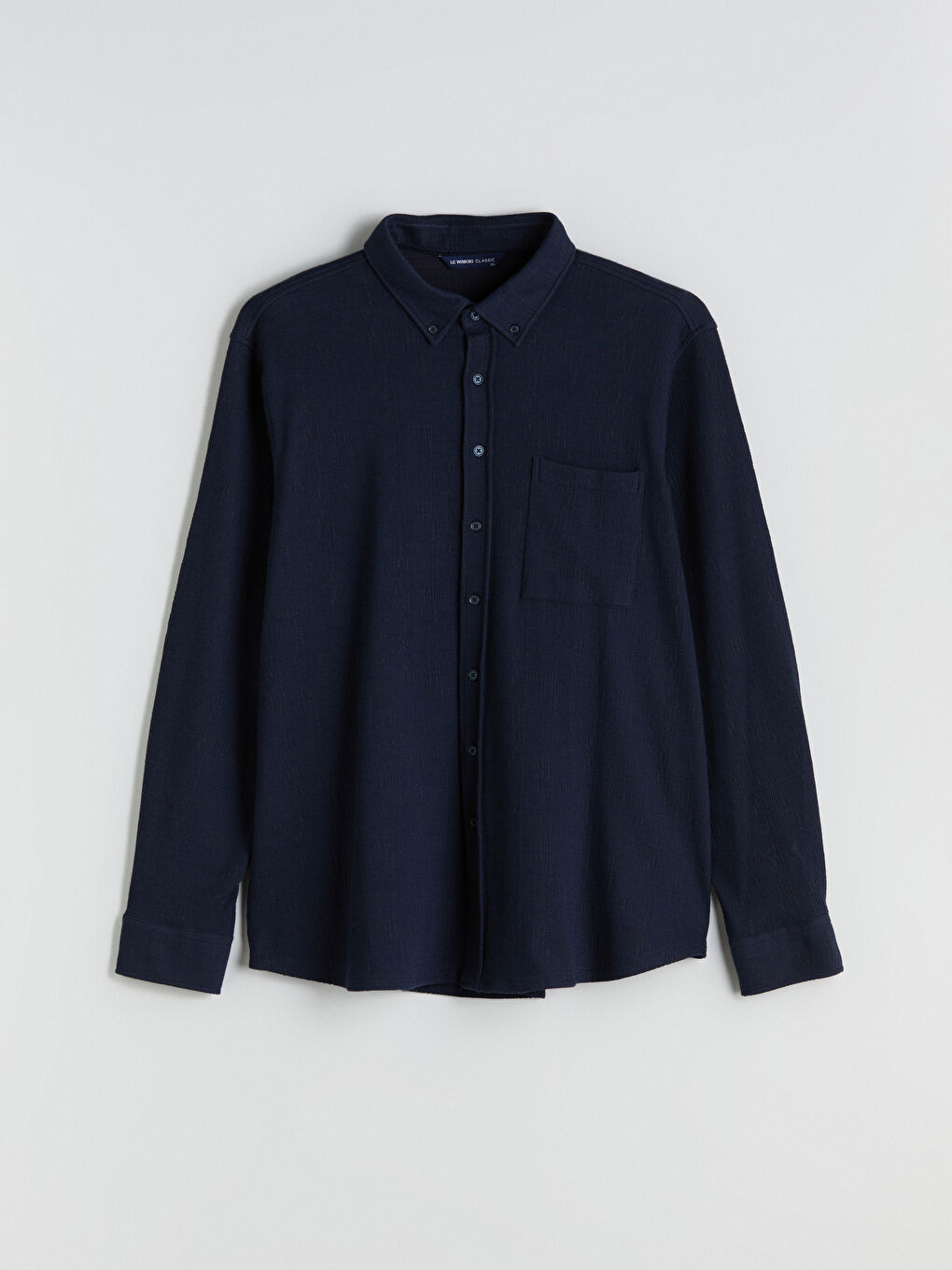 Lacivert Büyük Beden Dokulu Erkek Gömlek-4