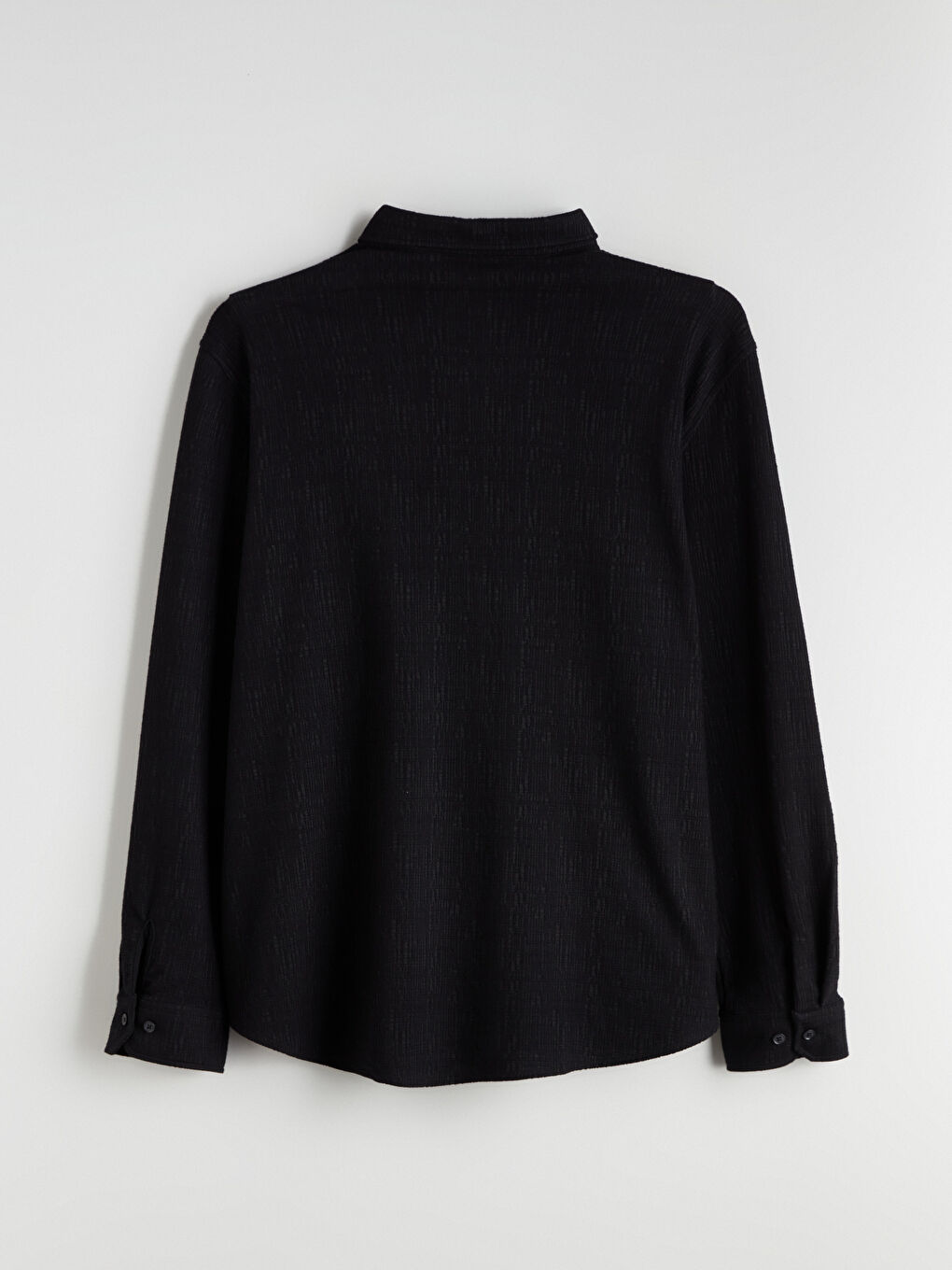 Siyah Büyük Beden Dokulu Erkek Gömlek-5