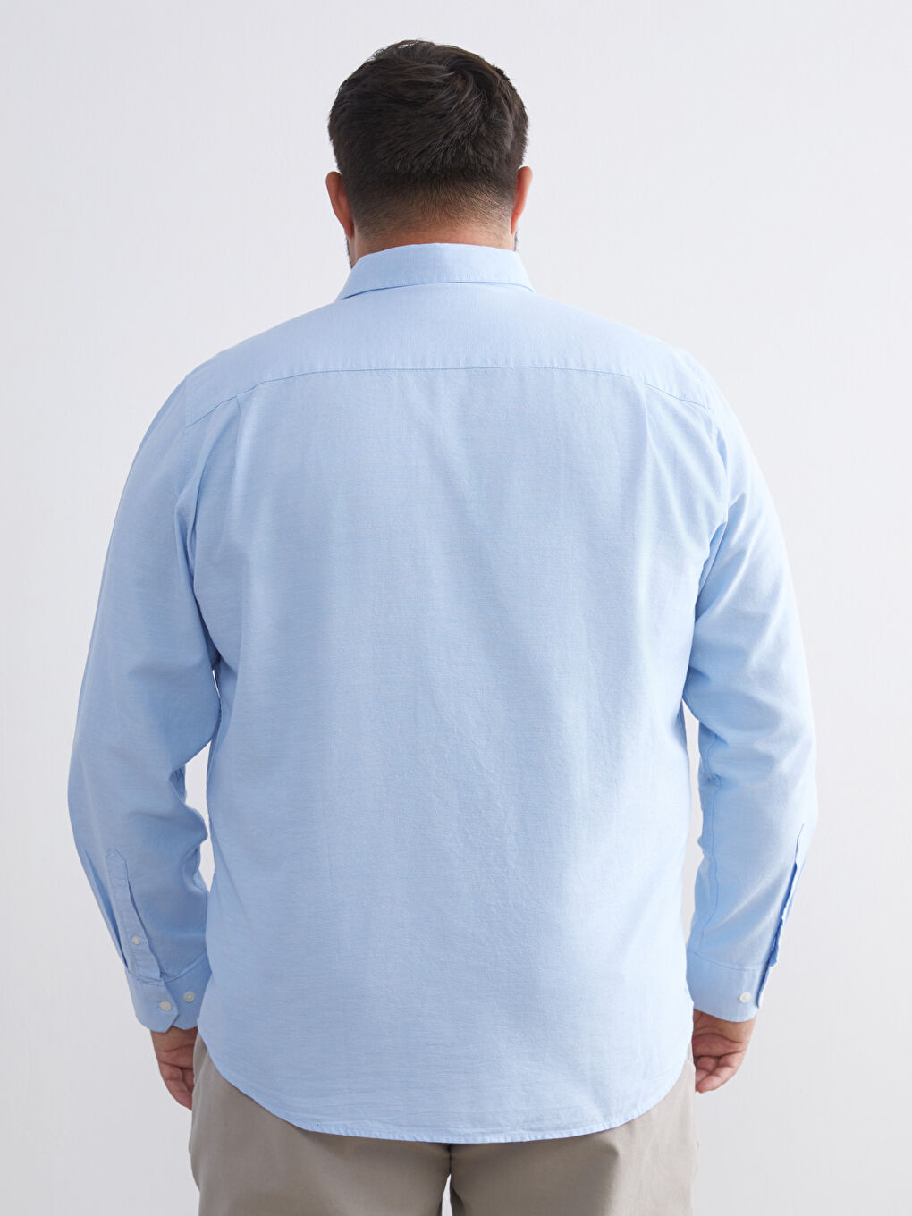 Mavi Büyük Beden Regular Fit Uzun Kollu Erkek Gömlek-4